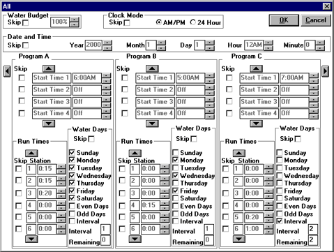 Setup All dialogue box