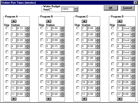 Station Run Times dialogue box